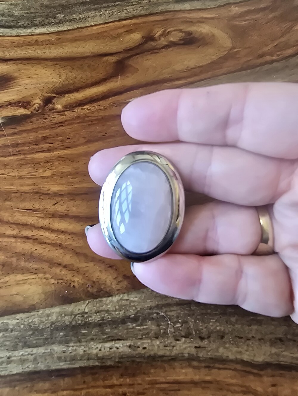 Discontinued Rose Quartz Oval Ring By Evil Pawn Jewelry - Picture 5 of 6